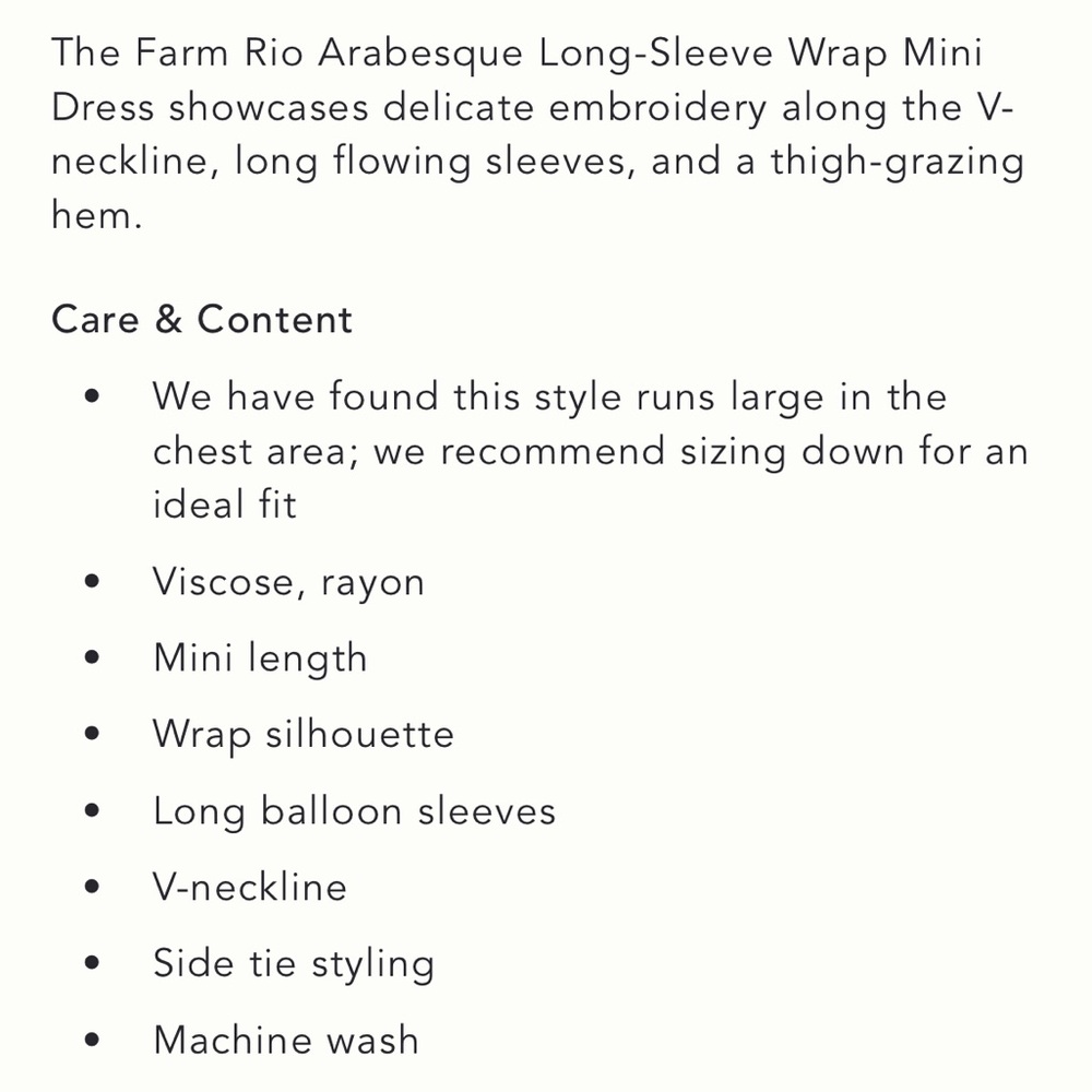 FARM RIO ANTHROPOLOGIE NWT Arabesque Long Sleeve Wrap Mini Dress XS Floral Print - Picture 12 of 12